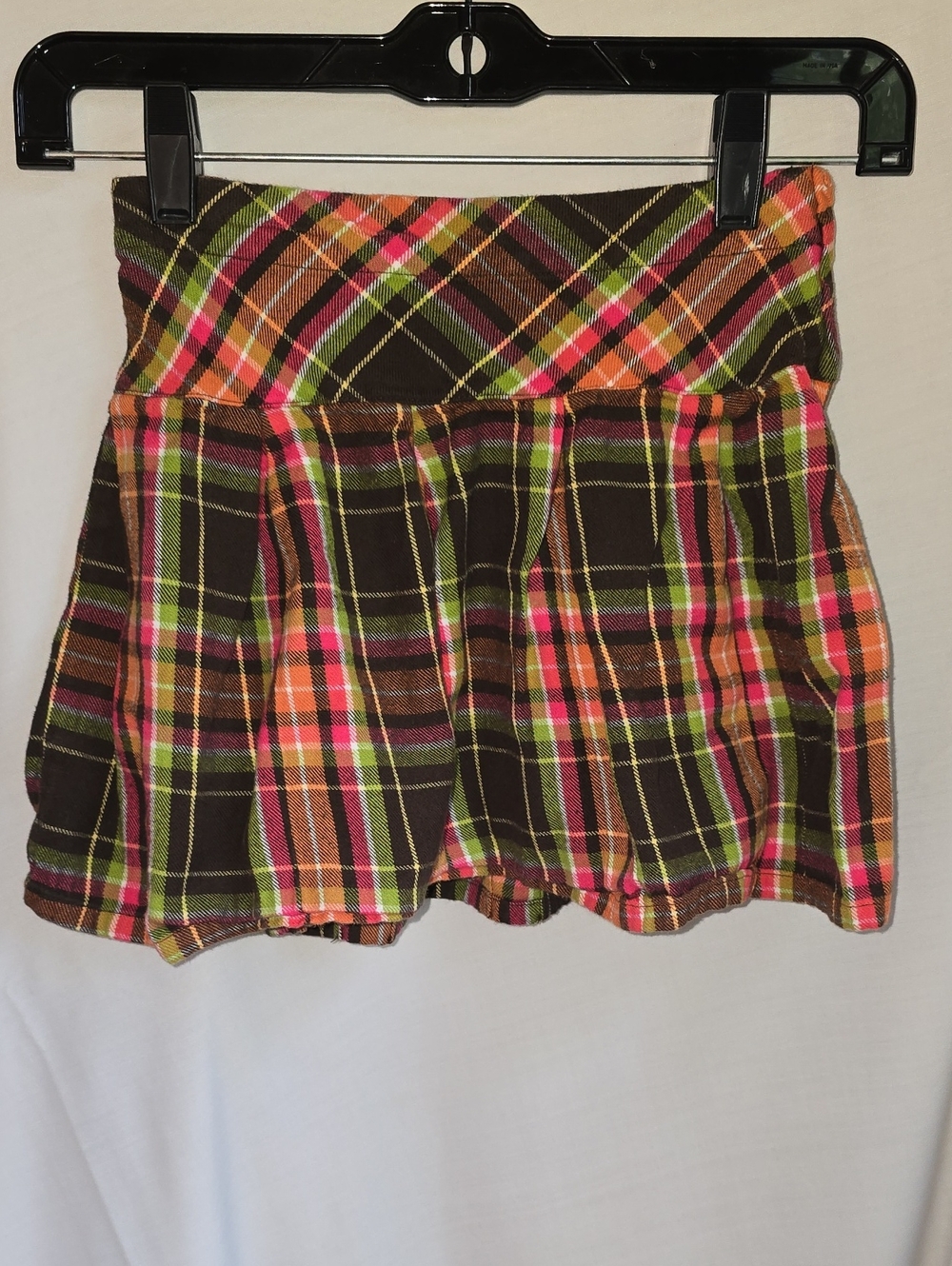 Gymboree Brown Plaid Skirt with Pink, Lime & Orange Accents